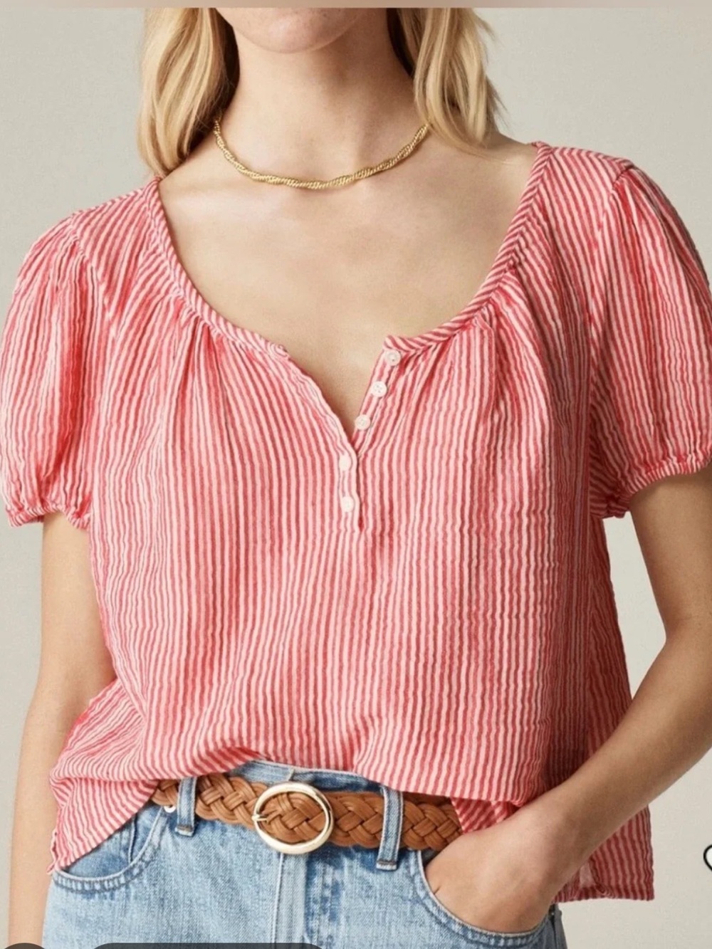 J.Crew Striped Cotton Gauze Top L